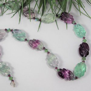 Genuine Flourite Gemstone Neckalce